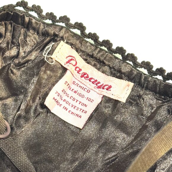 Vtg Y2K Papaya Patchwork Babydoll Dress Brown Beaded Lace Festival Eclectic Boho - Picture 5 of 16